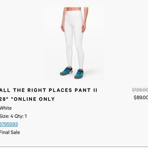 Lululemon White workout leggings